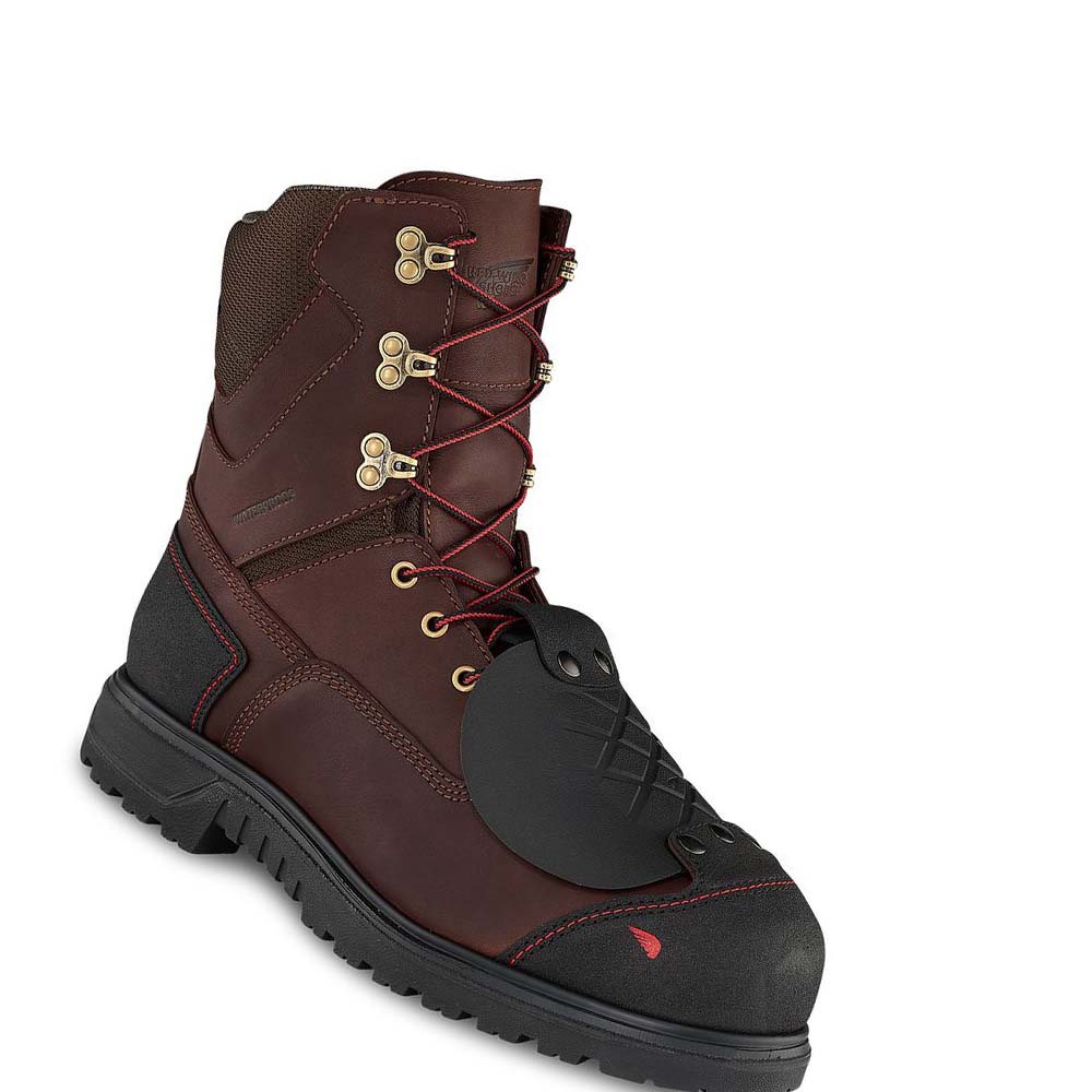 Red Wing Brnr XP 8-inch Safety Toe Metguard Men\'s Waterproof Boots Burgundy | ZA 396UZG